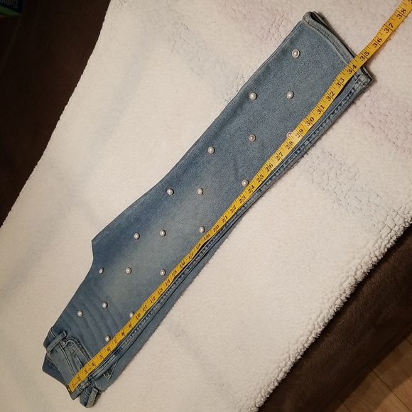 7 For All Mankind Edie Crop Stretch Straight-leg Jeans Pearl embellished /Sz 24 - Picture 12 of 16